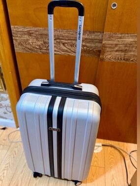 Samsonite 26” Silver Hard-Shell Carry-On with Black Accents